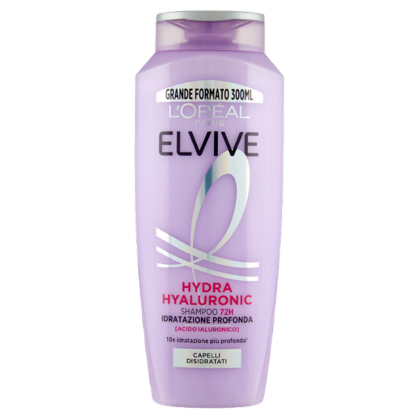 Elvive Hydra Hyaluronic Shampoo 72H Idratazione Profonda, per Capelli Disidratati, 300 ml