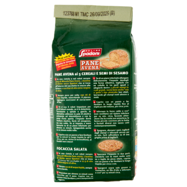 Molino Spadoni 1 kg di preparato per Pane Avena ai 5 cereali e semi di sesamo 1020 g