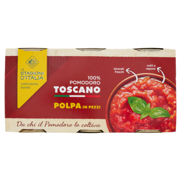 Le Stagioni d'Italia Polpa in Pezzi 100% Pomodoro Toscano 3 x 400 g