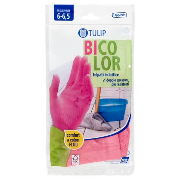 Tulip Bicolor Guanti felpati in lattice Misura 6-6,5 1 Paio