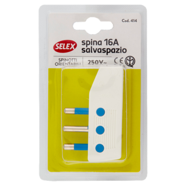 Selex Spina Salvaspazio 16A(Ita) con Uscita Cavo 90° Bianco