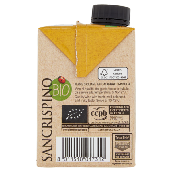 San Crispino Bio Terre Siciliane IGP Catarratto-Inzolia 500 ml
