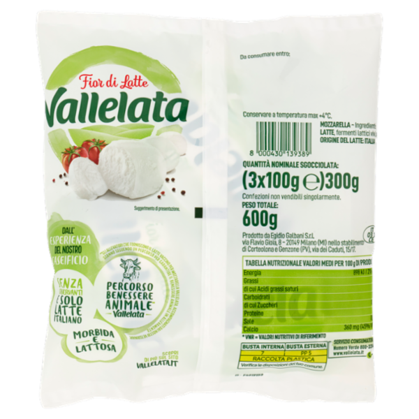 Vallelata Fior di Latte Mozzarelle 3 x 100 g