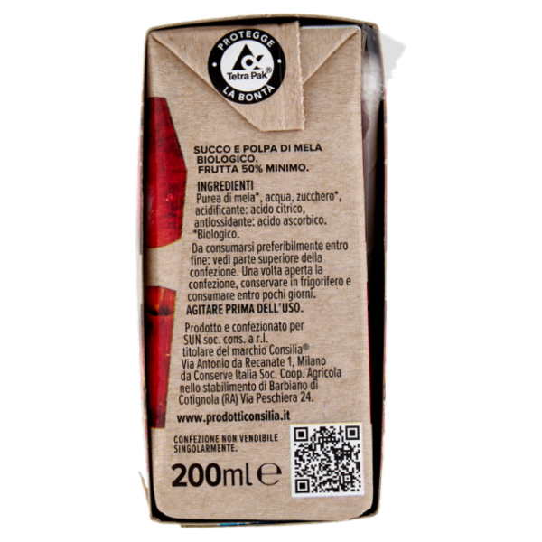 Consilia Succo e Polpa di Mela Biologico 3x200 ml