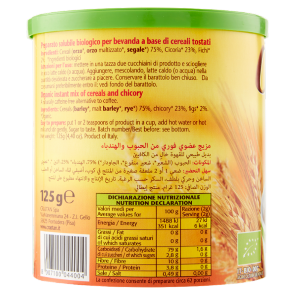 Crastan Bio Miscela di Cereali Solubile 125 g