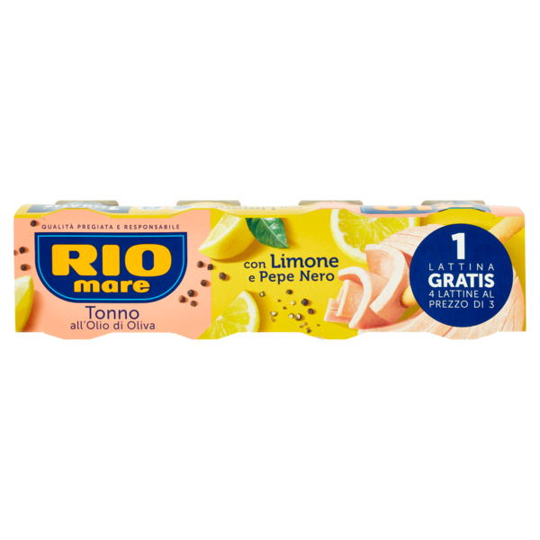 Rio mare Tonno all'Olio di Oliva con Limone e Pepe Nero 3+1 x 80 g