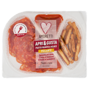 Amoretti Apri & Gusta Piccante Spianata Piccante, Crema Ai Peperoni, Grissini Al Pomodoro 130 g