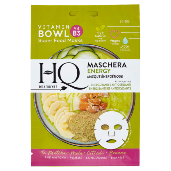 HQ Ingredients Maschera Energy te Matcha - Mela - Cetriolo - Banana