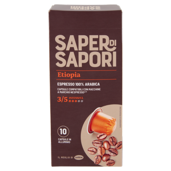 Selex Saper di Sapori Caffè in Capsule Espresso 100% Arabica Etiopia Compatibili Nespresso 10 pezzi