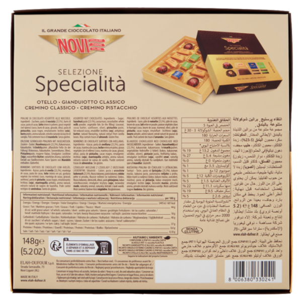 Novi Selezione Specialità Otello - Gianduiotto Classico - Cremino Classico - Cremino Pistacchio 148g