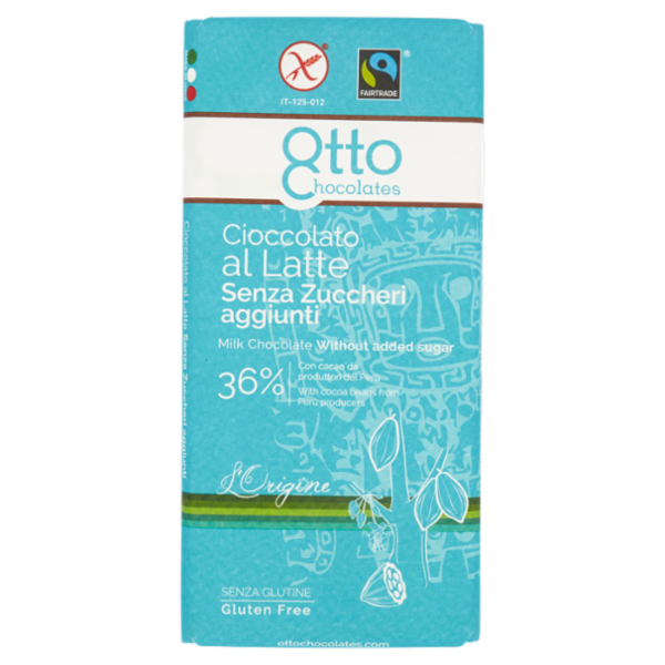 Otto Chocolates Cioccolato al Latte Senza Zuccheri aggiunti 36% 100 g