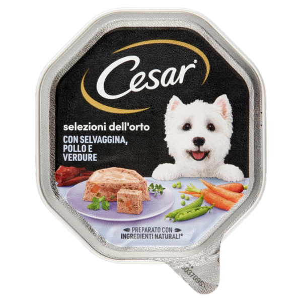 Cesar Selezione dell'Orto Cibo Umido Cane in Vaschetta con Selvaggina, Pollo e Verdurine 150 g