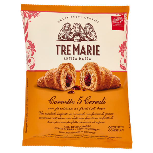 Tre Marie Cornetto 5 Cereali con farcitura ai frutti di bosco 6 x 65 g