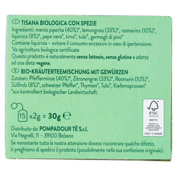 Pompadour NamasTe Respiro del Bosco 15 x 2 g