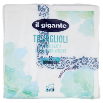 IL GIGANTE Tovaglioli In Pura Ovatta Di Cellulosa Vergine 2 Veli 50 Pz