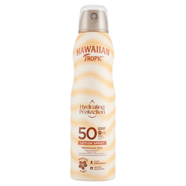 Hawaiian Tropic Hydrating Protection Lozione Solare Protettiva Spray Continuo SPF 50 Alta 220 mL