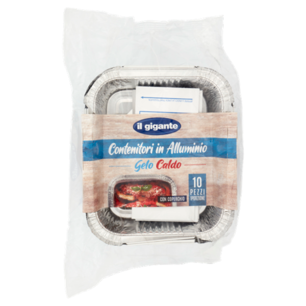 IL GIGANTE Contenitori in Alluminio Gelo Caldo con Coperchio 1 Porzione 10 pz