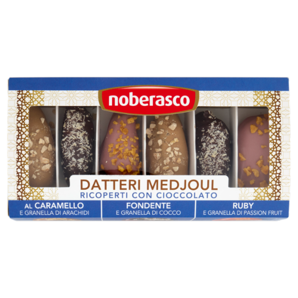 noberasco Datteri Medjoul Ricoperti di Cioccolato al Caramello, Fondente, Ruby 150 g