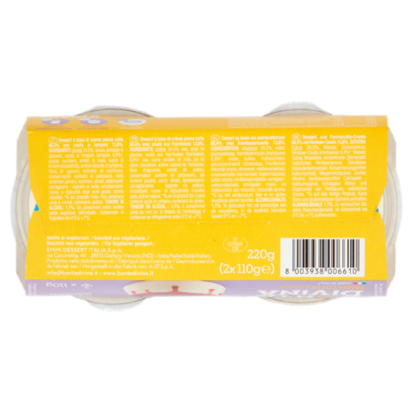 Bontà Divina Panna Cotta al Lampone 2 x 110 g