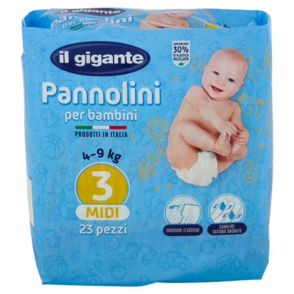 IL GIGANTE Pannolini per bambini 4-9 kg 3 Midi 23 pz