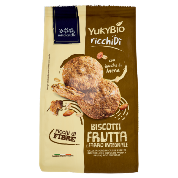 YukyBio ricchiDì Biscotti Frutta e Farro Integrale 300 g