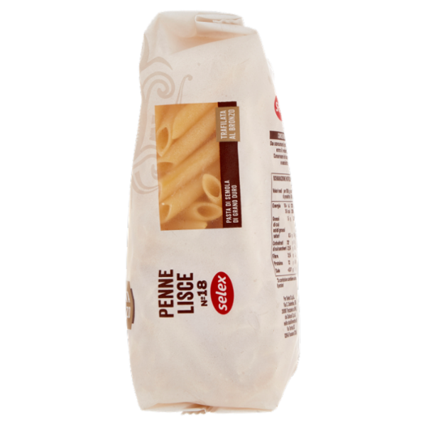 Selex Pasta di Semola Trafilata al Bronzo Penne Lisce 500 g
