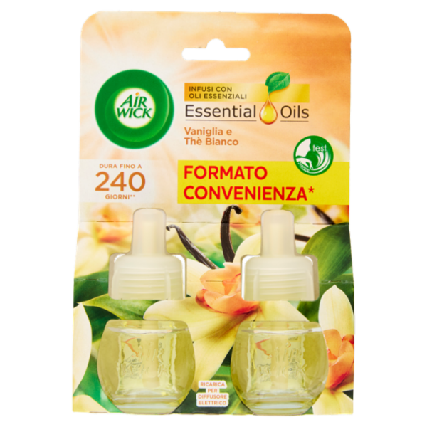 Air Wick Essential Oils Vaniglia e Thè Bianco Ricarica per Diffusore Elettrico 2 x 19 ml