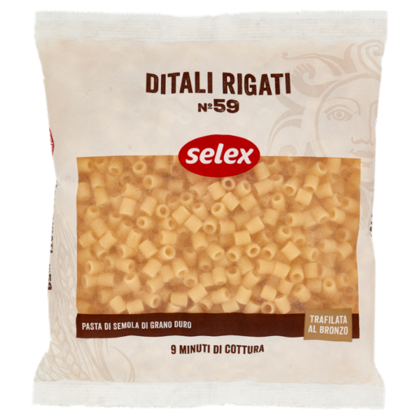 Selex Pasta di Semola Trafilata al Bronzo Ditali Rigati 500 g