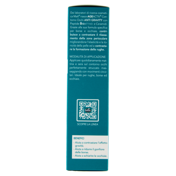Matt Age Activ Anti Gravity Contorno Occhi Rughe, Borse e Occhiaie Peptide Bioattivo Ceramidi 15 ml