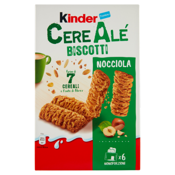 Kinder CereAlé Biscotti Nocciola 6 astucci da 2 biscotti 204 g