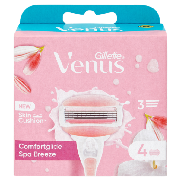 Gillette Venus Lamette Rasoi Donna Comfortglide Spa Breeze per Rasoio a 3 Lame, Confezione da 4