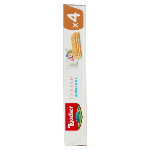 Loacker Wafer Classic Alpine Milk Wafers con crema al latte alpino non OGM 4 x 45 g