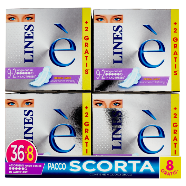 Lines è Assorbenti lungo con ali 36+8 pz