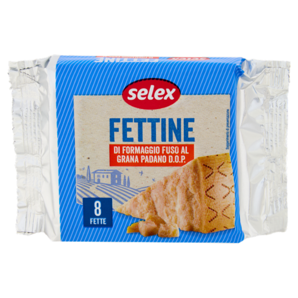 Selex Fettine di Formaggio Fuso al Grana Padano 8 Fette 200 g