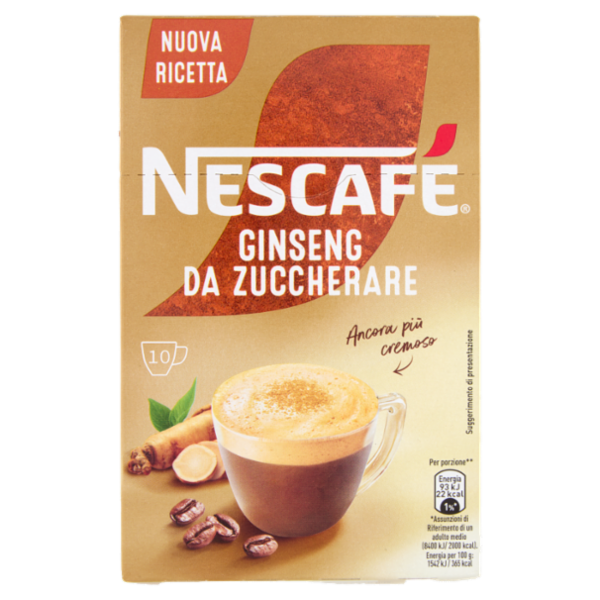 NESCAFÉ Ginseng da Zuccherare Caffè Solubile con Ginseng 10 Bustine 60g