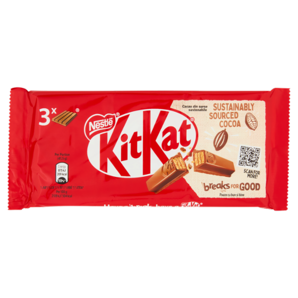KITKAT Classic Wafer ricoperto di Cioccolato al Latte 3 Snack da 41,5g