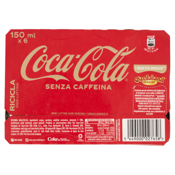 COCA-COLA Senza Caffeina Lattina 6 x 150 ml