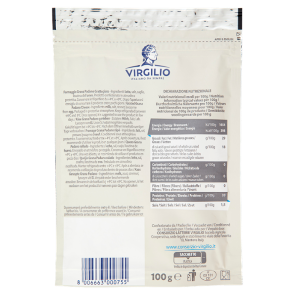 Virgilio Grana Padano Grattugiato Fresco 100 g