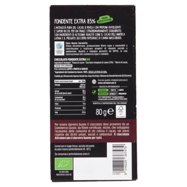 altromercato Mascao Bio Fondente Extra 85%