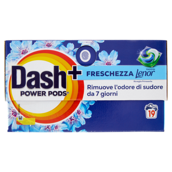 Dash Power Pods Detersivo Lavatrice Capsule + Tocco Lenor Risveglio Primaverile, 19 Lavaggi 404,7 g