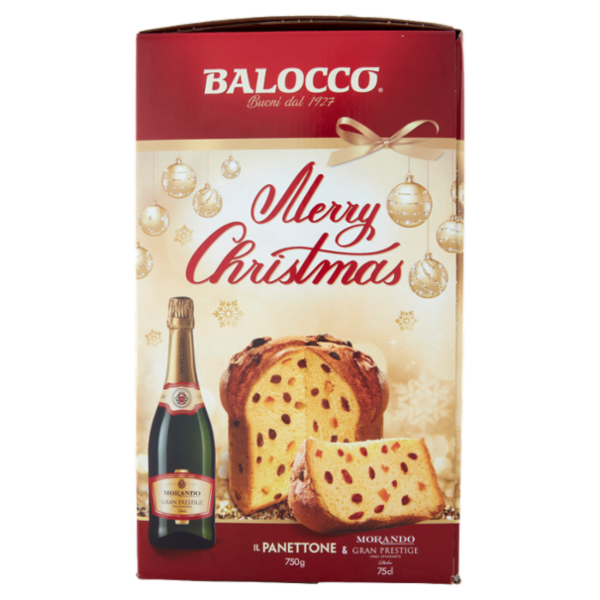 Balocco Merry Christmas il Panettone 750 g & Morando Gran Prestige Vino Spumante Dolce 75 cl
