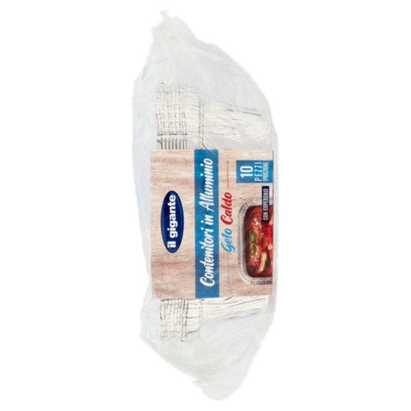 IL GIGANTE Contenitori in Alluminio Gelo Caldo con Coperchio 1 Porzione 10 pz