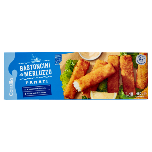Consilia Bastoncini di Merluzzo in Croccante Panatura Surgelati 18x25 g