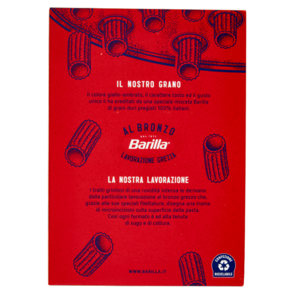 Barilla Pasta Al Bronzo Mezzi Rigatoni 100% grano italiano 400g