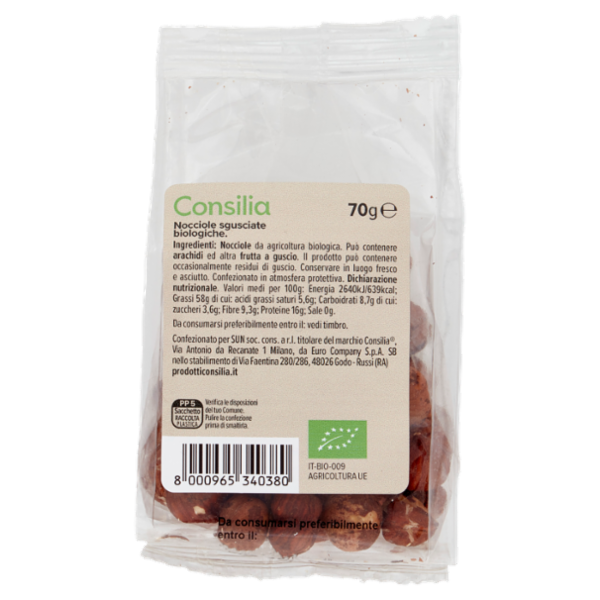 Consilia Frutta Secca Nocciole Sgusciate Biologiche 70 g