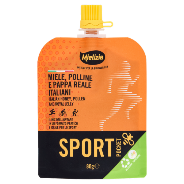 Mielizia Sport Pocket Miele, Polline e Pappa Reale Italiani 80 g