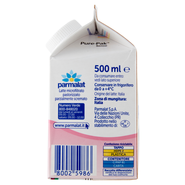 parmalat Bontà e Linea Latte Parzialmente Scremato 500 ml