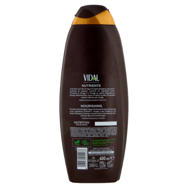 Vidal Argan Oil Bagnodoccia Nutriente Olio di Argan Biologico 600 ml
