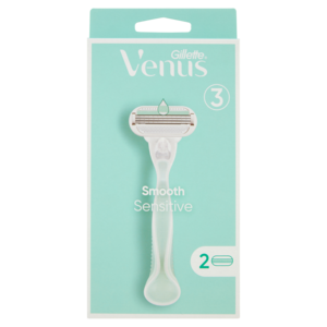 Gillette Venus Smooth Sensitive Manico + Lame Per Rasoio Da Donna 2 Ricariche