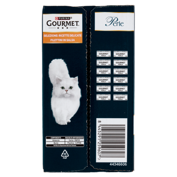PURINA GOURMET Perle Ricette Delicate Filettini in Salsa Anatra, Pollo, Tacchino, Vitello 12x85g